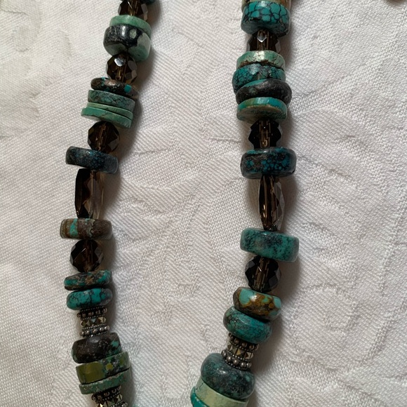 On Trend Neiman Marcus Natural Turquoise & Smoky Quartz Necklace w/Drop Earrings - Picture 8 of 8